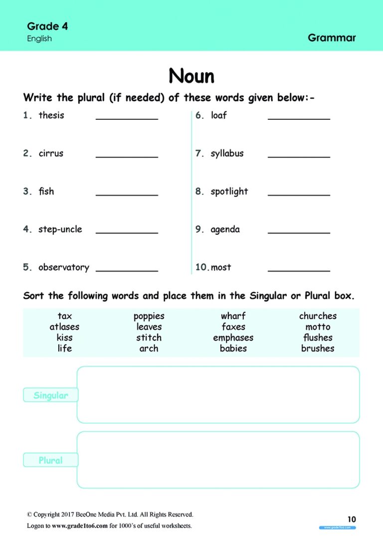 10 worksheets grammar noun grade 4 four pdf 10 jpg