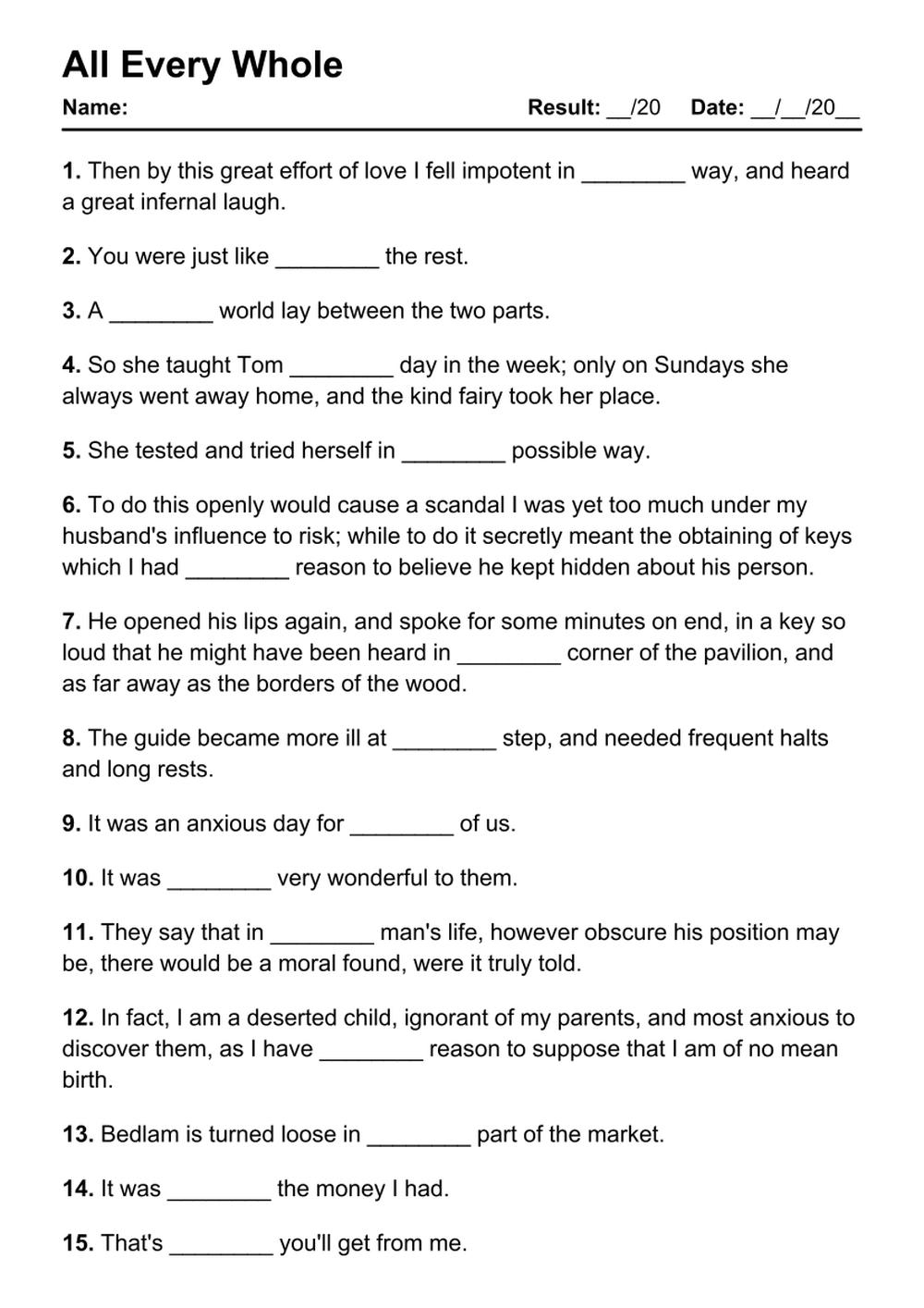 101 All Every Whole PDF Worksheets With Answers Grammarism 101 All Every Whole PDF Worksheets With Answers Grammarism