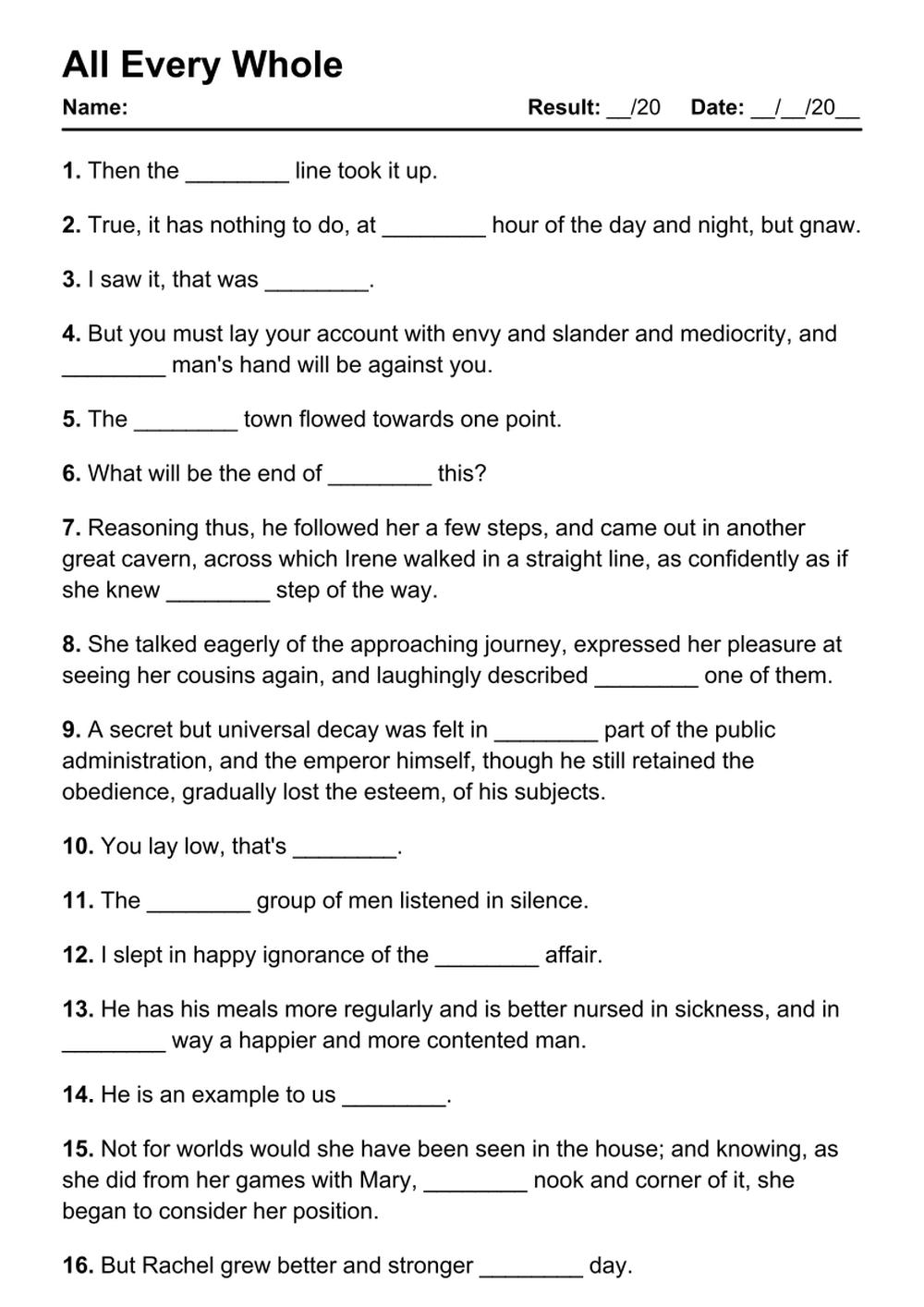 101 All Every Whole PDF Worksheets With Answers Grammarism