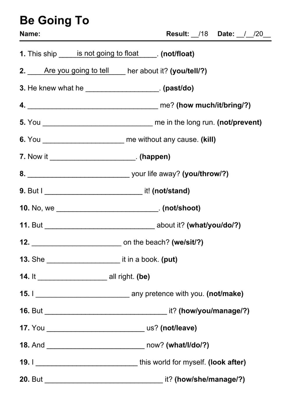 101 Be Going To PDF Worksheets With Answers 2026 Exercises 101 Be Going To PDF Worksheets With Answers 2026 Exercises