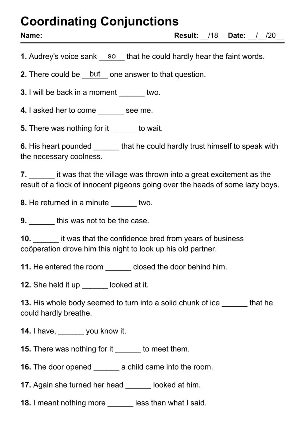 101 Coordinating Conjunctions PDF Worksheets With Answers Grammarism 101 Coordinating Conjunctions PDF Worksheets With Answers Grammarism
