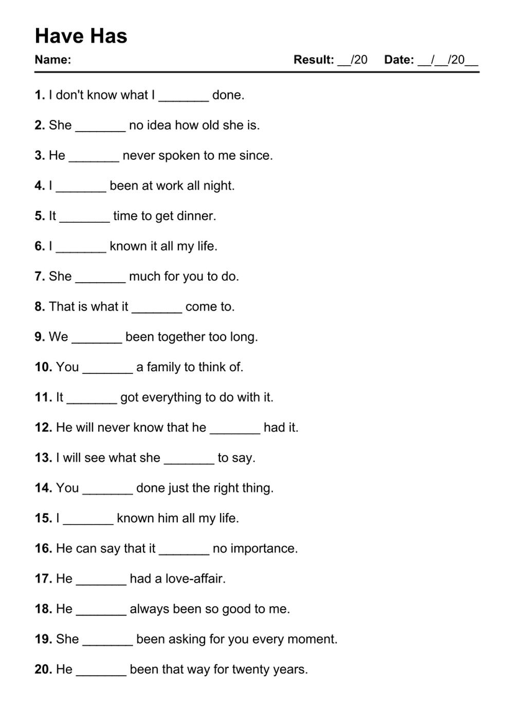 101 Have Has PDF Worksheets With Answers 2036 Exercises Grammarism 101 Have Has PDF Worksheets With Answers 2036 Exercises Grammarism
