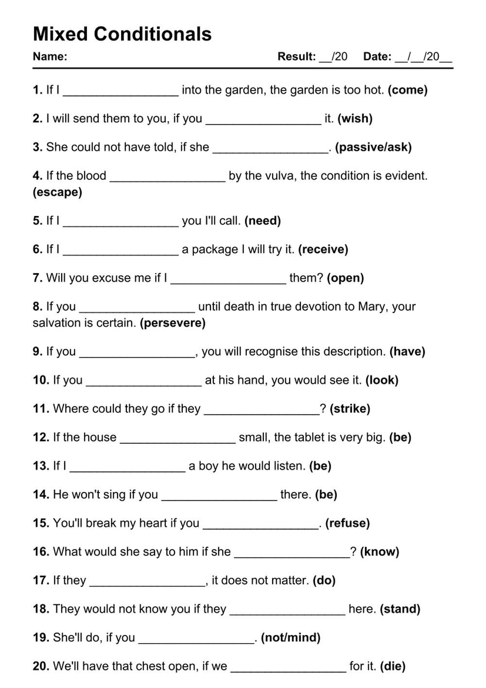 101 Mixed Conditionals PDF Worksheets With Answers Grammarism 101 Mixed Conditionals PDF Worksheets With Answers Grammarism