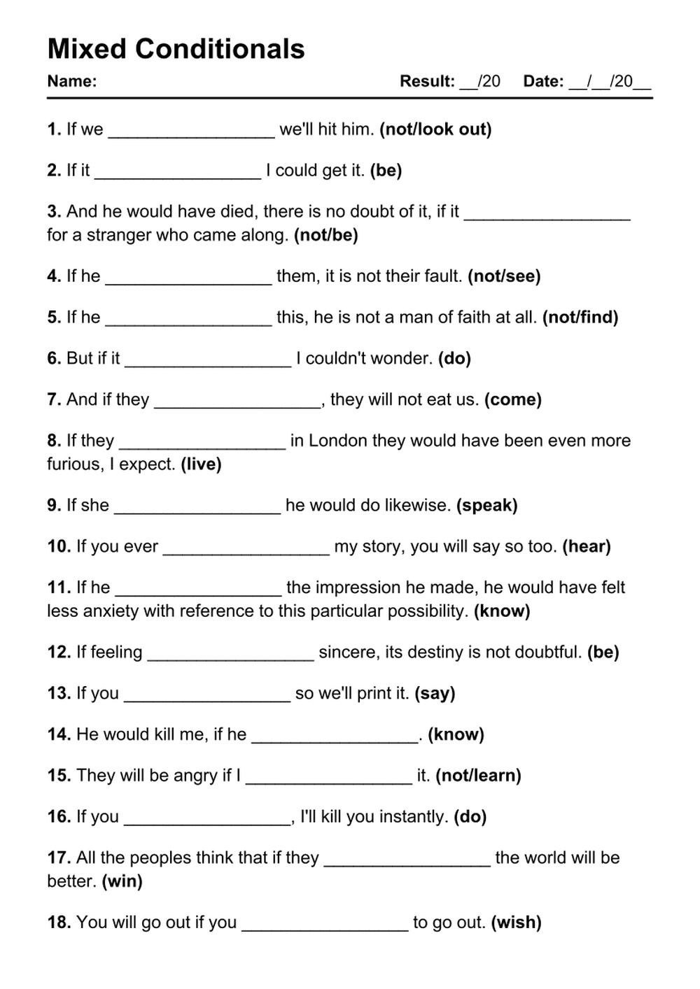 Second Conditional Grammar Worksheet