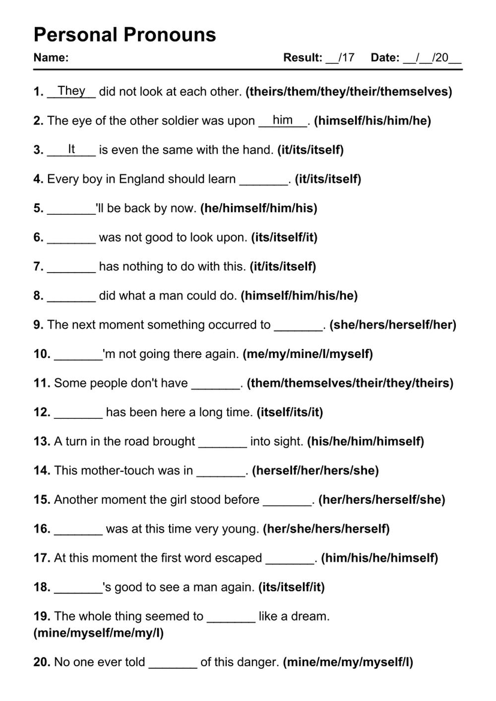 101 Personal Pronouns PDF Worksheets With Answers Grammarism 101 Personal Pronouns PDF Worksheets With Answers Grammarism