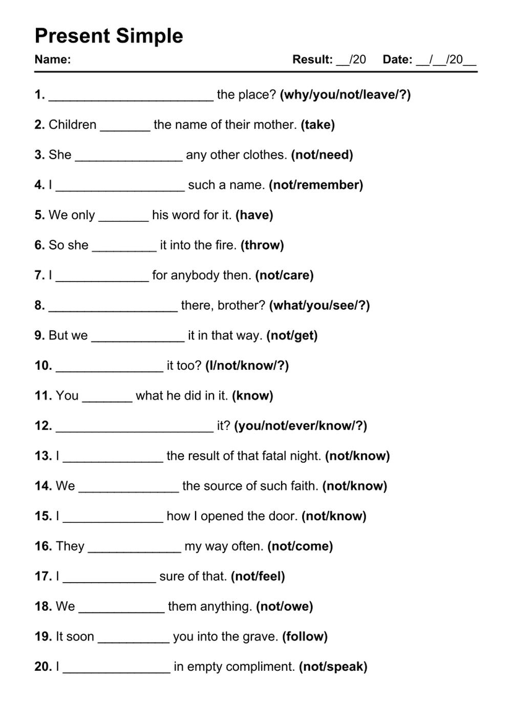 101 Present Simple PDF Worksheets With Answers Grammarism 101 Present Simple PDF Worksheets With Answers Grammarism