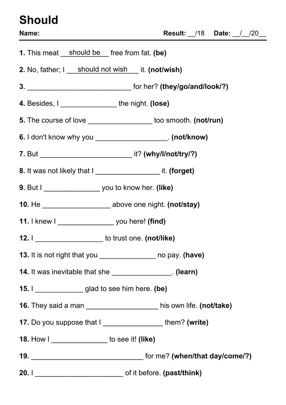 101 Should PDF Worksheets With Answers 2036 Exercises Grammarism