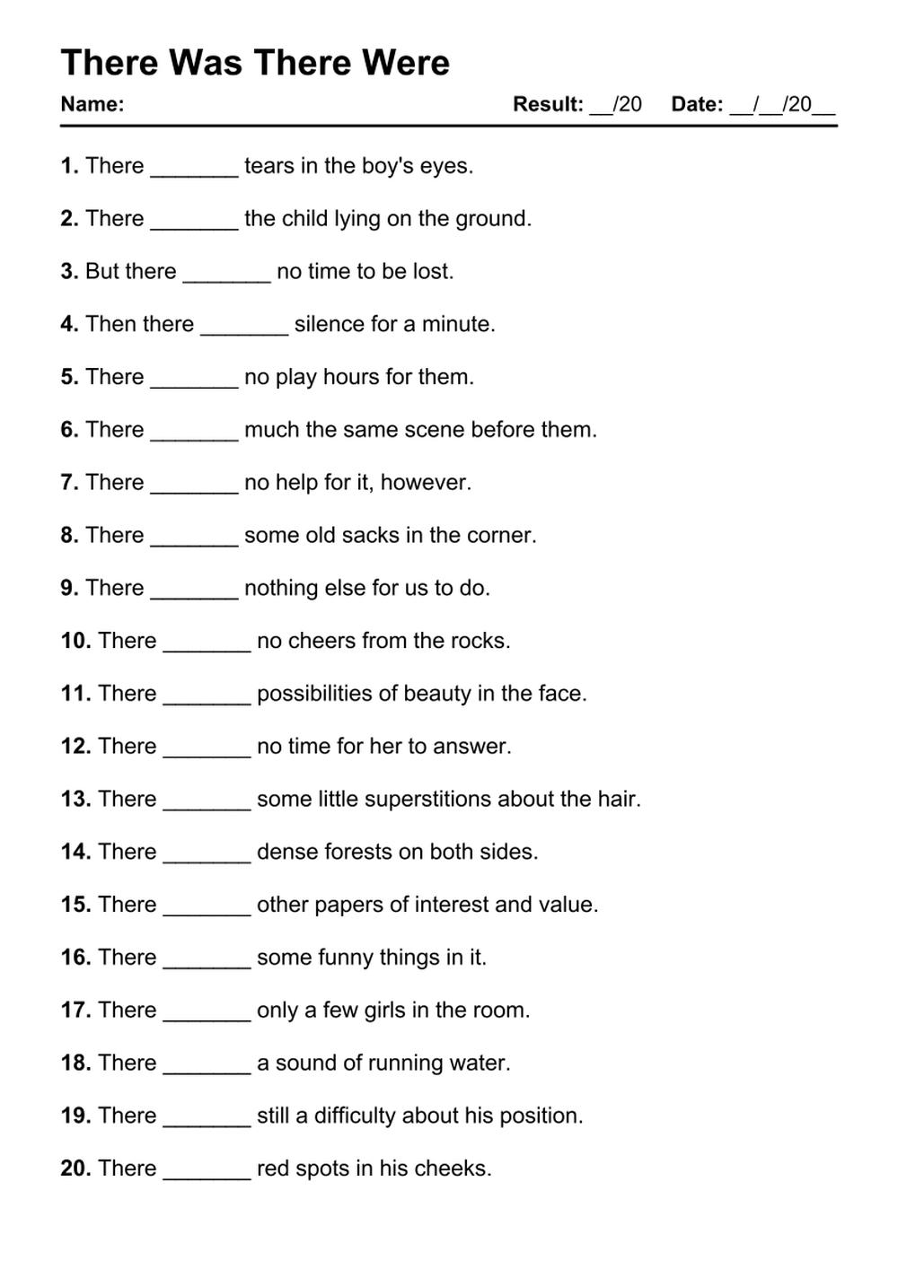 Were And Was Grammar Worksheets