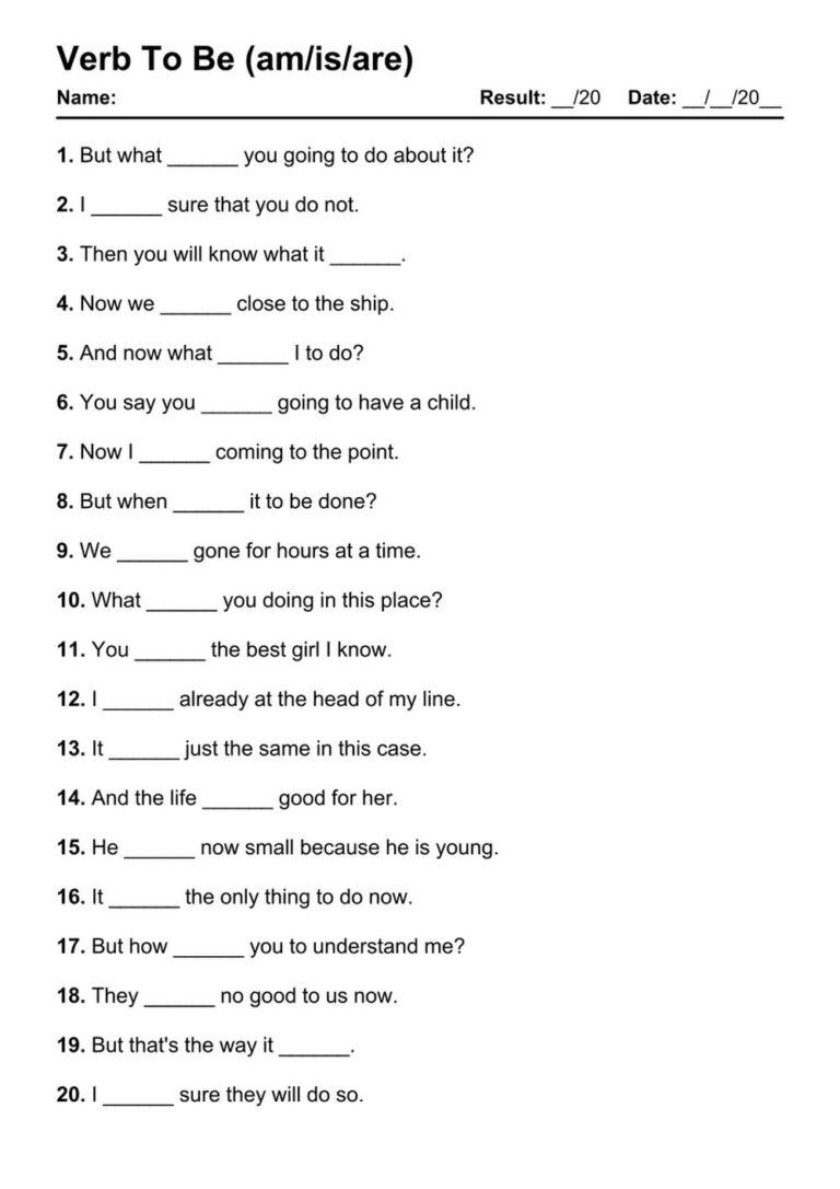 101 Verb To Be PDF Worksheets With Answers 2103 Exercises Grammarism