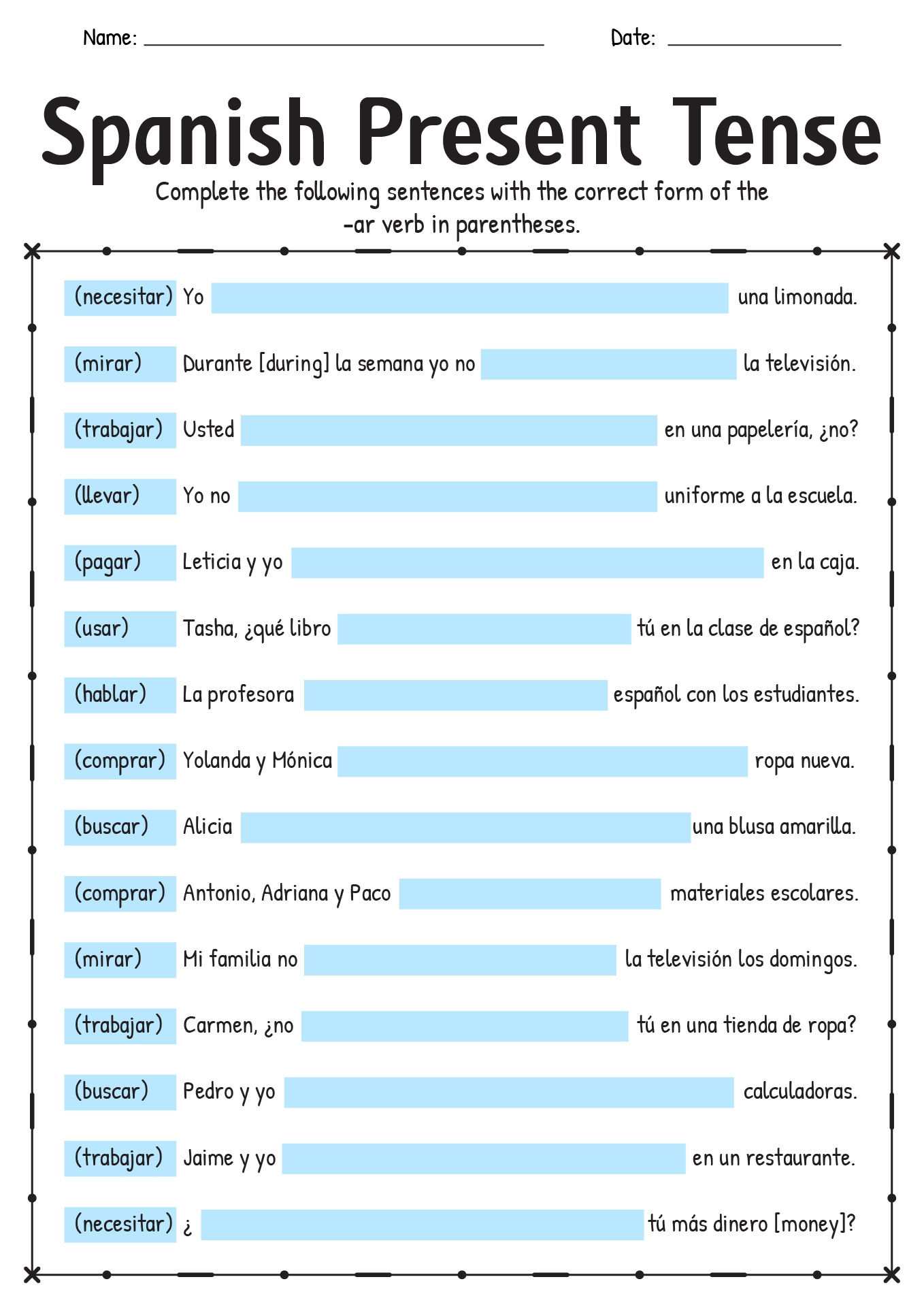 12 Conjugation Present Tense Verb Worksheet Free PDF At Worksheeto 12 Conjugation Present Tense Verb Worksheet Free PDF At Worksheeto