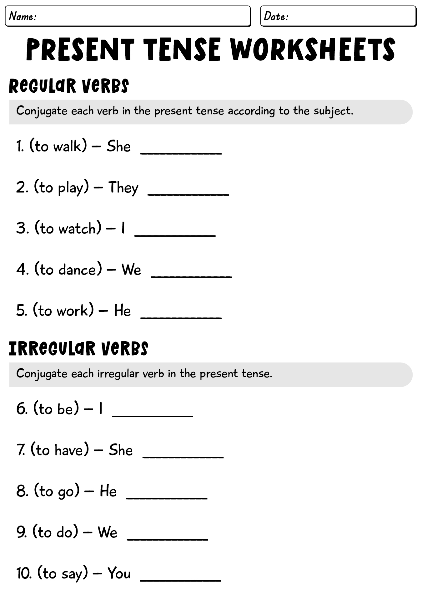 12 Conjugation Present Tense Verb Worksheet Free PDF At Worksheeto 12 Conjugation Present Tense Verb Worksheet Free PDF At Worksheeto