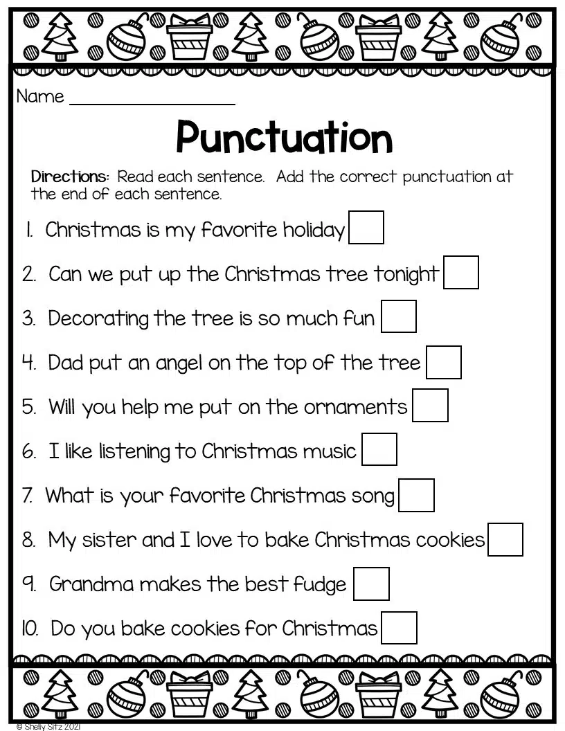 Christmas Worksheets Grammar