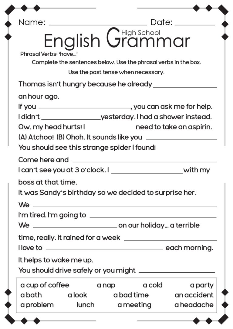 13 High School English Language Arts Worksheets Free PDF At Worksheeto
