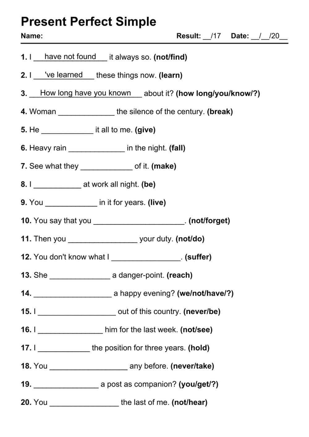 15 074 English Grammar PDF Worksheets With Answers Grammarism