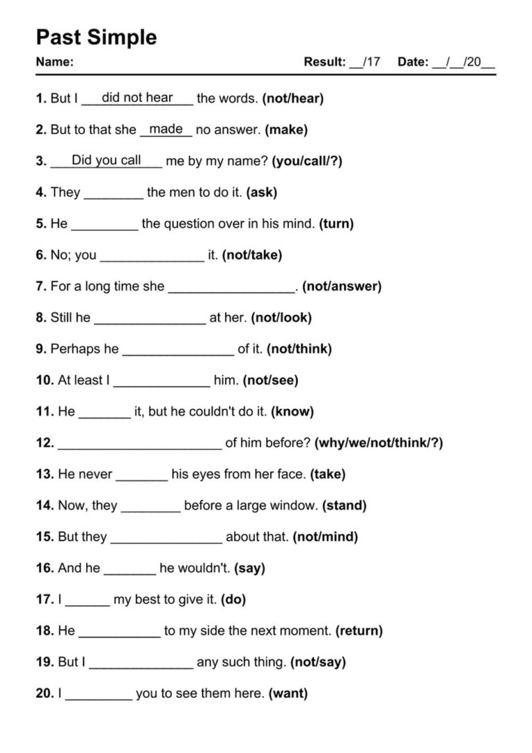 15 074 English Grammar PDF Worksheets With Answers Grammarism