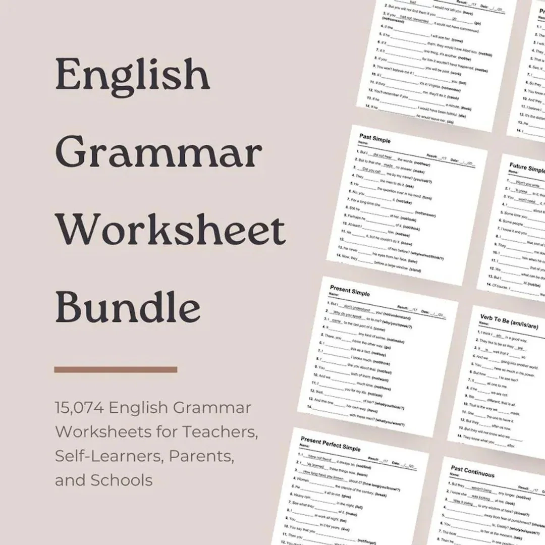 15 074 English Grammar Worksheets 312 219 Exercises 197 Topics Printable English Pdfs For ESL Teachers Students Instant Download Etsy