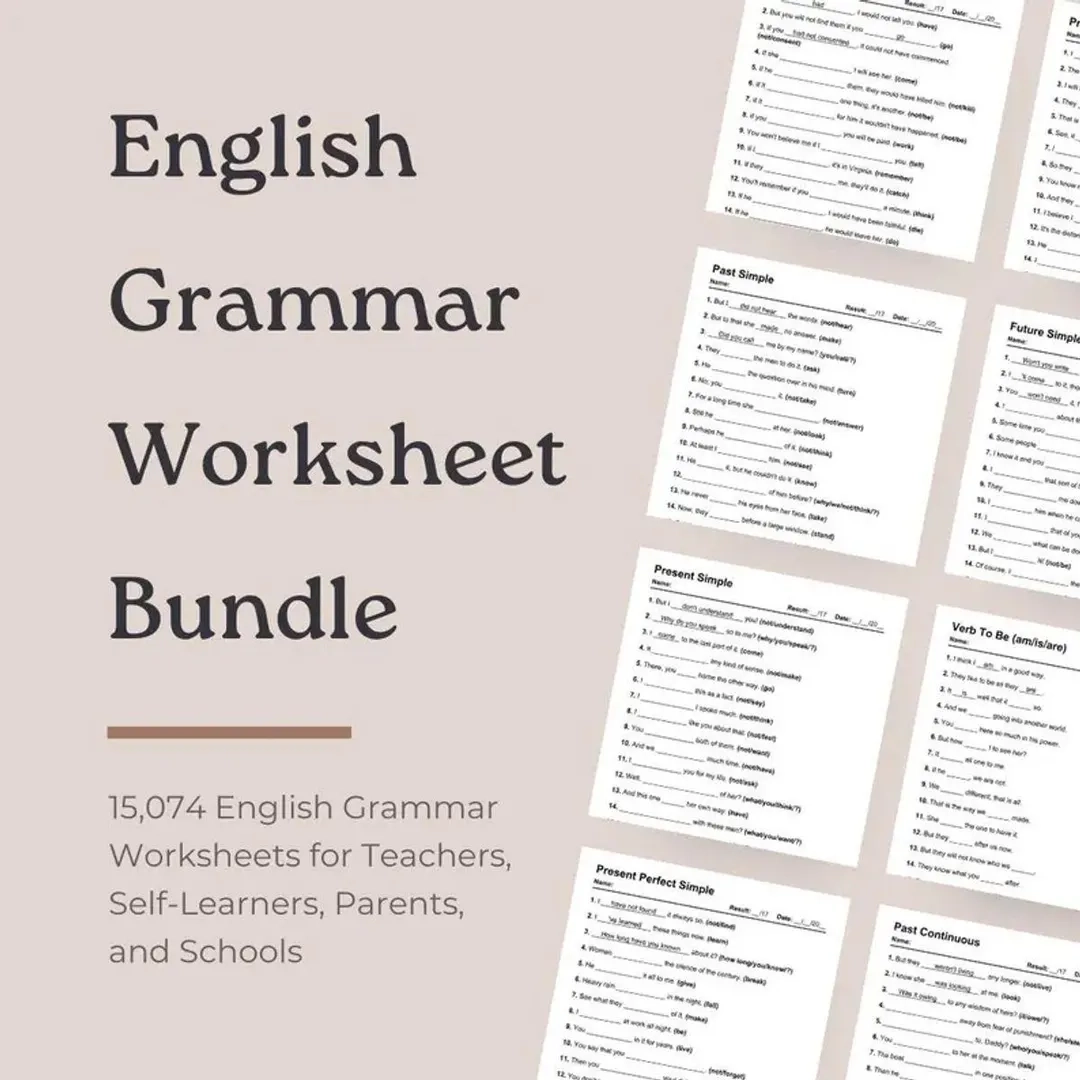 15 074 English Grammar Worksheets 312 219 Exercises 197 Topics Printable English Pdfs For ESL Teachers Students Instant Download Etsy
