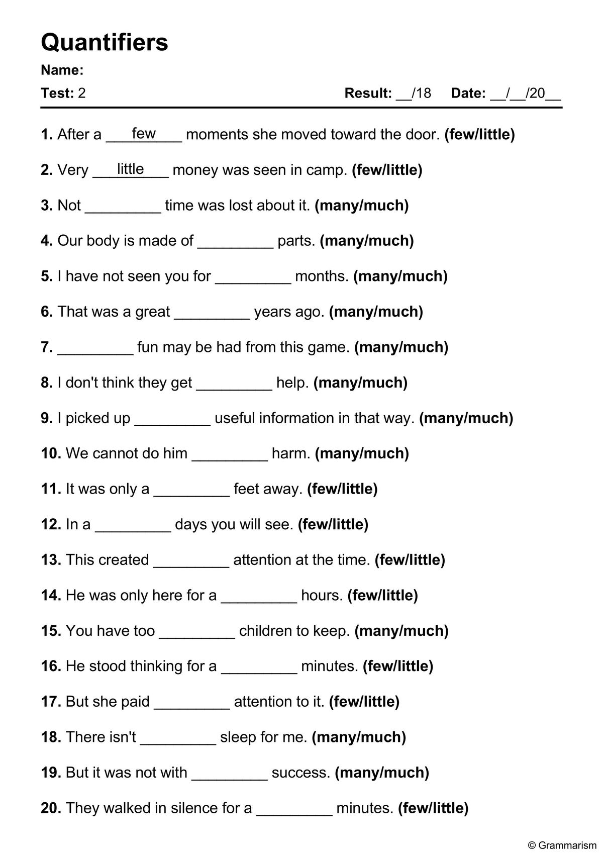 English 11 Grammar Worksheets