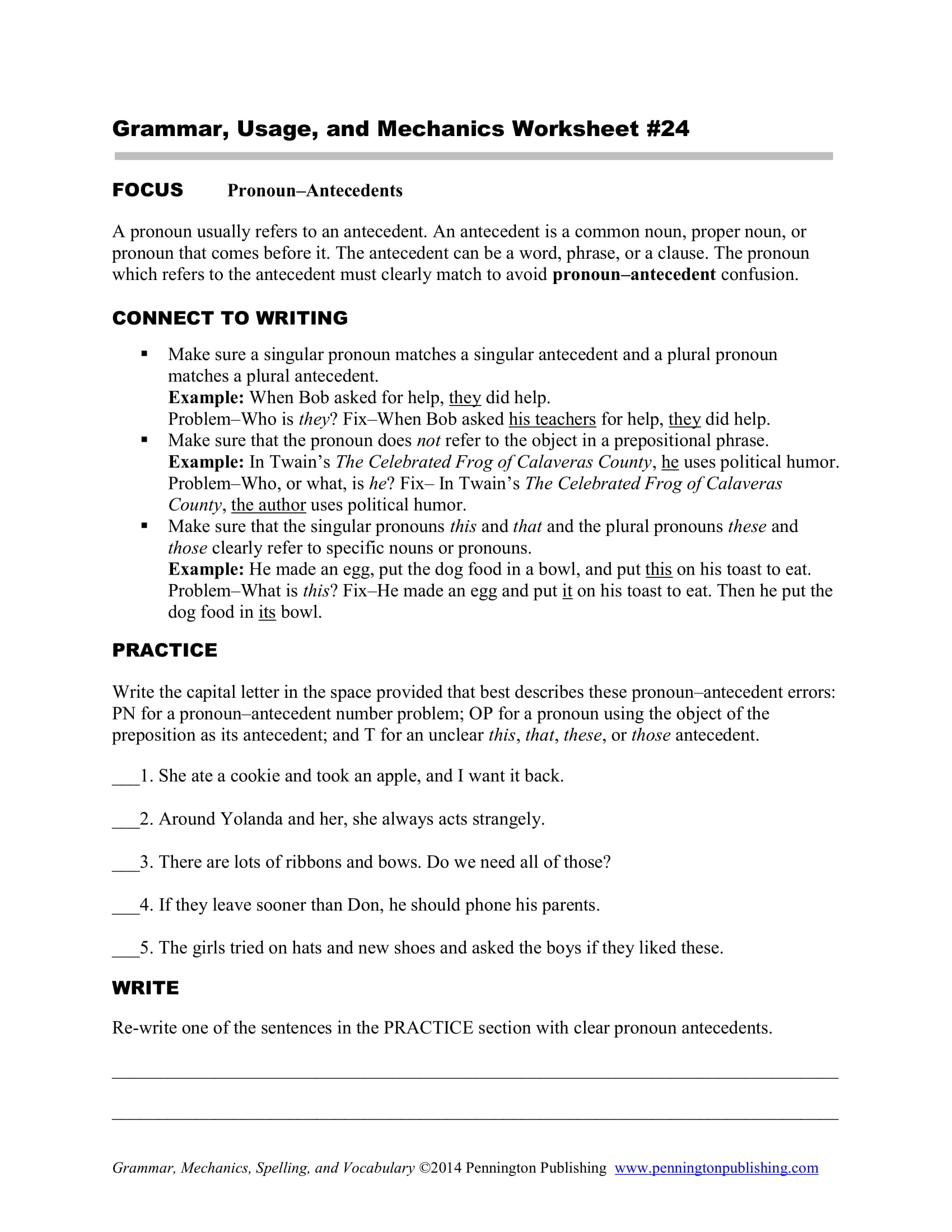15 Antecedent Examples