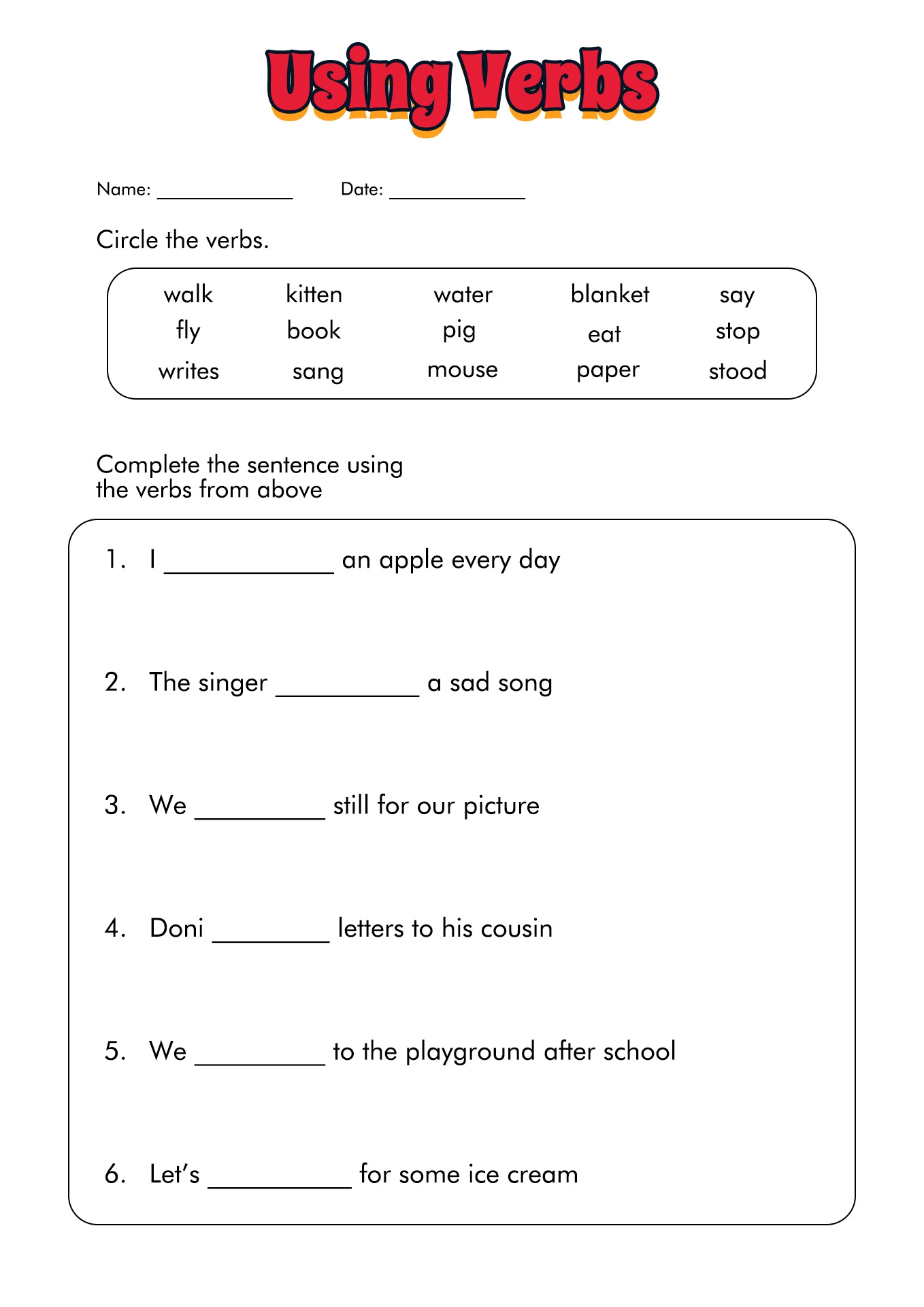 4th Grade Grammar Printable Worksheets Free