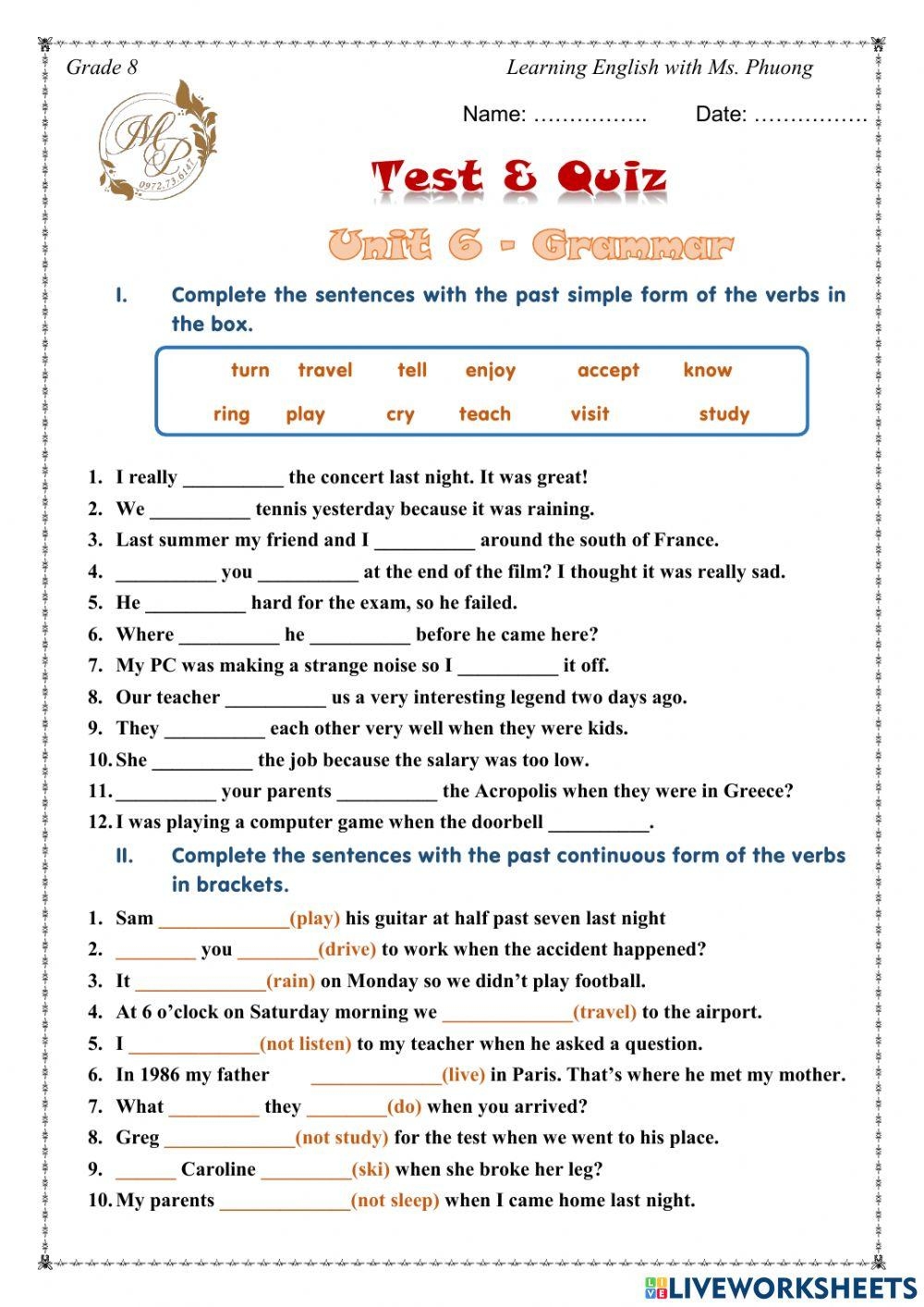 1769052 English 8 Unit 6 Grammar Cindy1993 