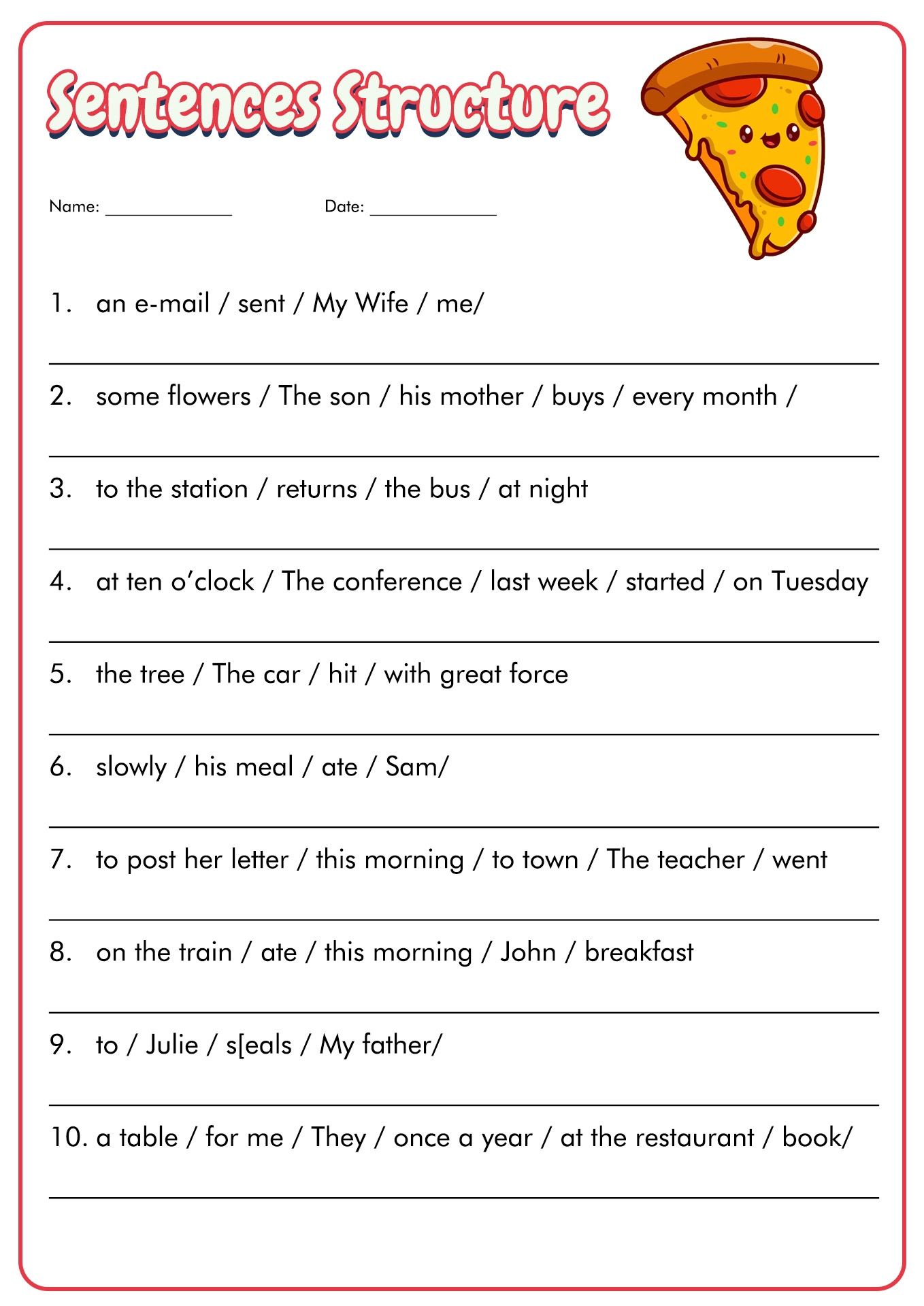 Grammar Types Of Sentences Worksheet