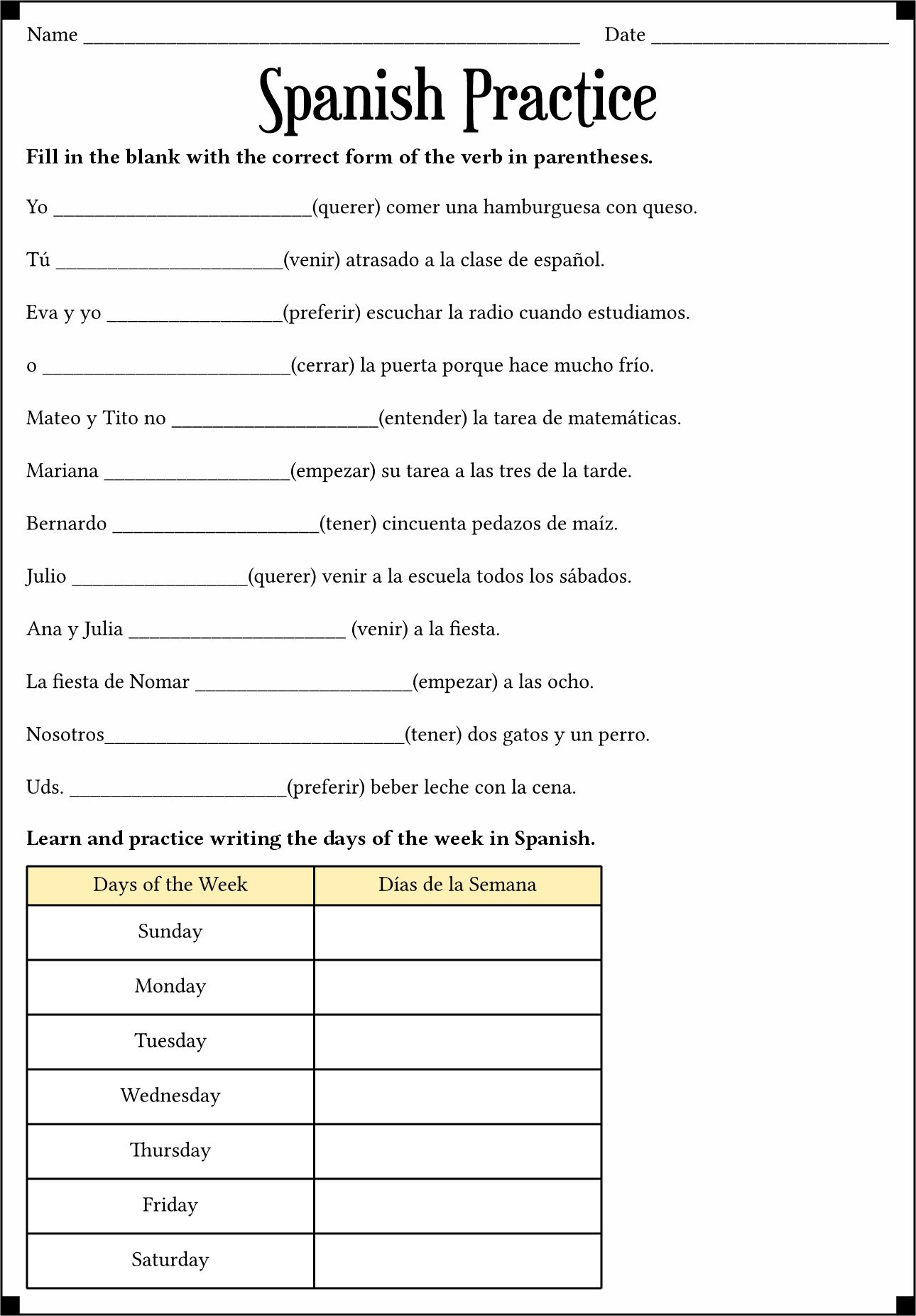 18 A Personal In Spanish Worksheet Free PDF At Worksheeto