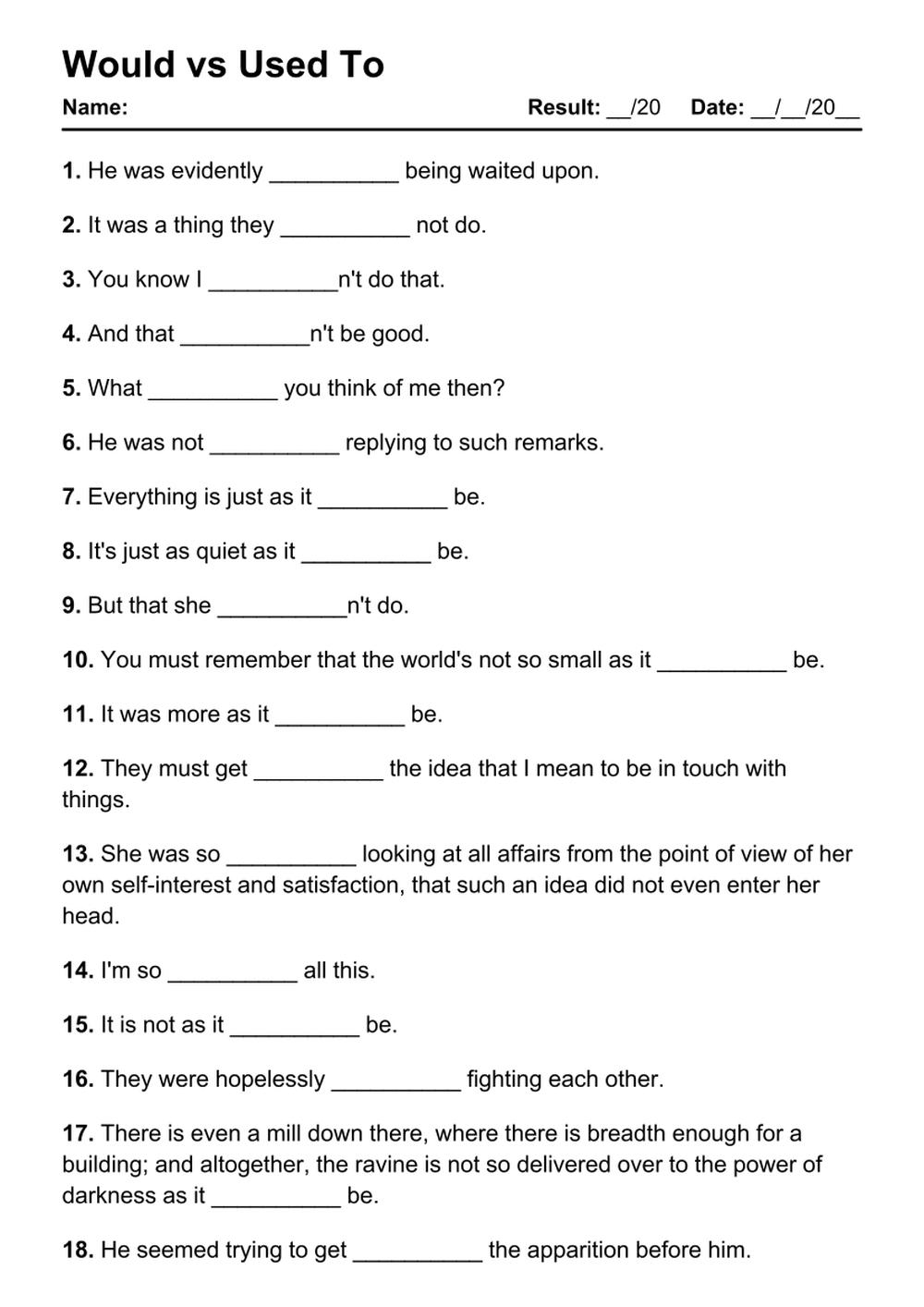 18 Would Vs Used To PDF Worksheets With Answers Grammarism 18 Would Vs Used To PDF Worksheets With Answers Grammarism