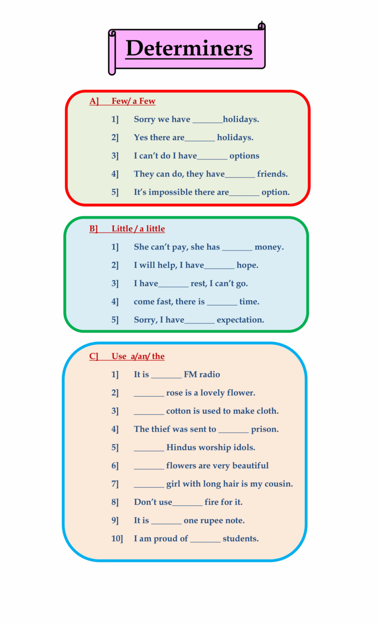 19 Worksheet Class Test Determiners Worksheet English With PK99 English Determiners Worksheet