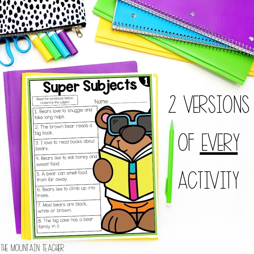 1st Or 2nd Grade Grammar Posters Worksheets And Activities The Mountain Teacher