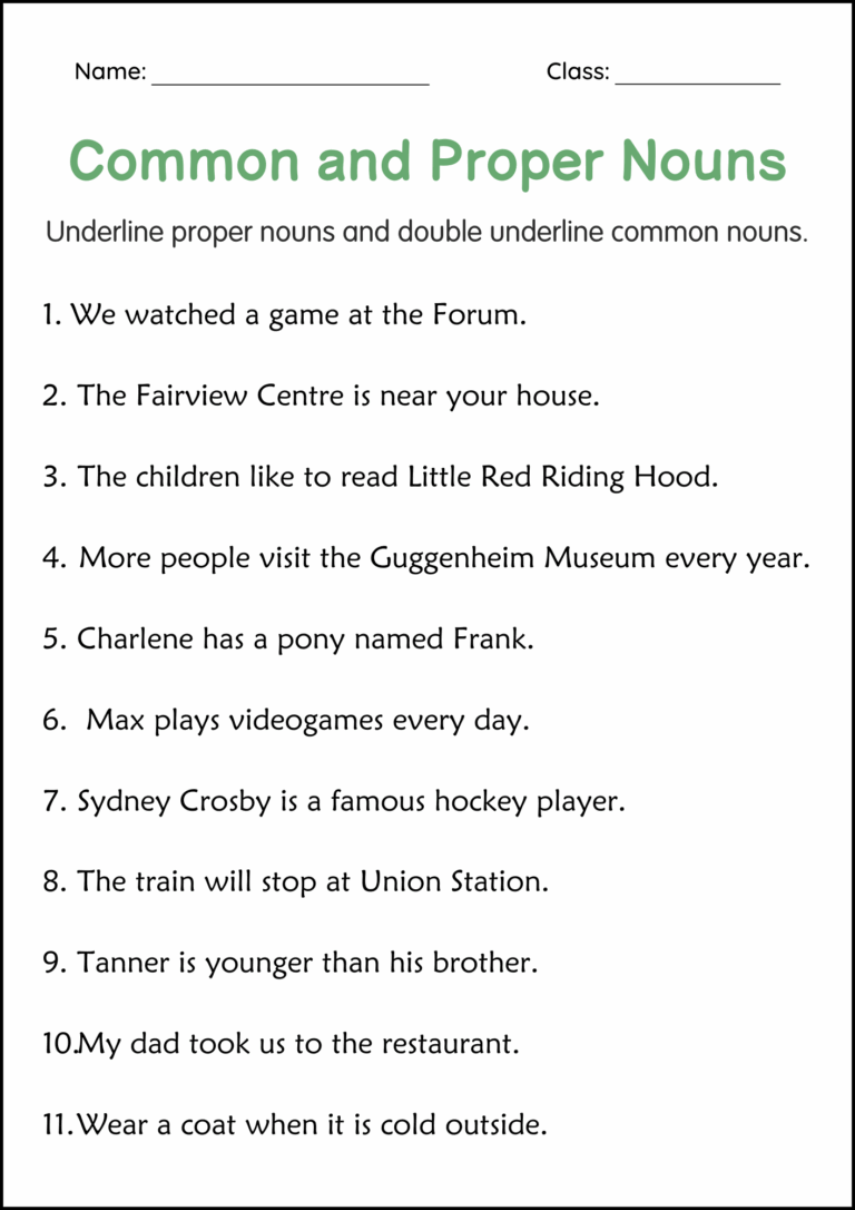 2nd Grade Common And Proper Nouns Grammar Activities Worksheets Made By Teachers