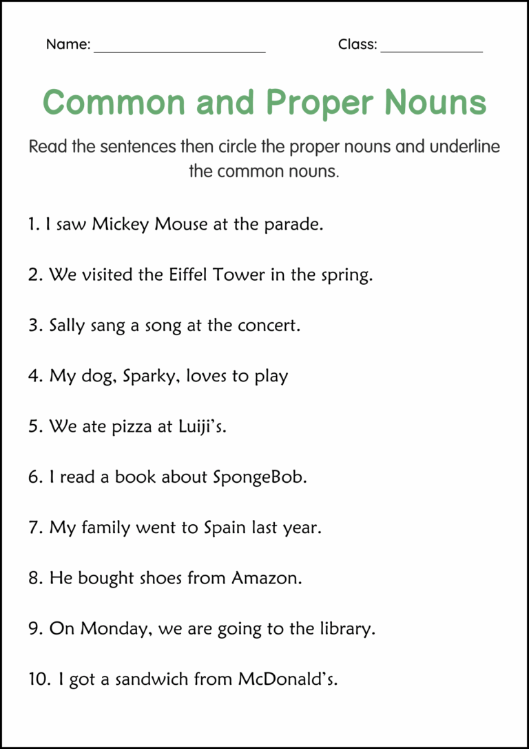 2nd Grade Common And Proper Nouns Grammar Activities Worksheets Made By Teachers
