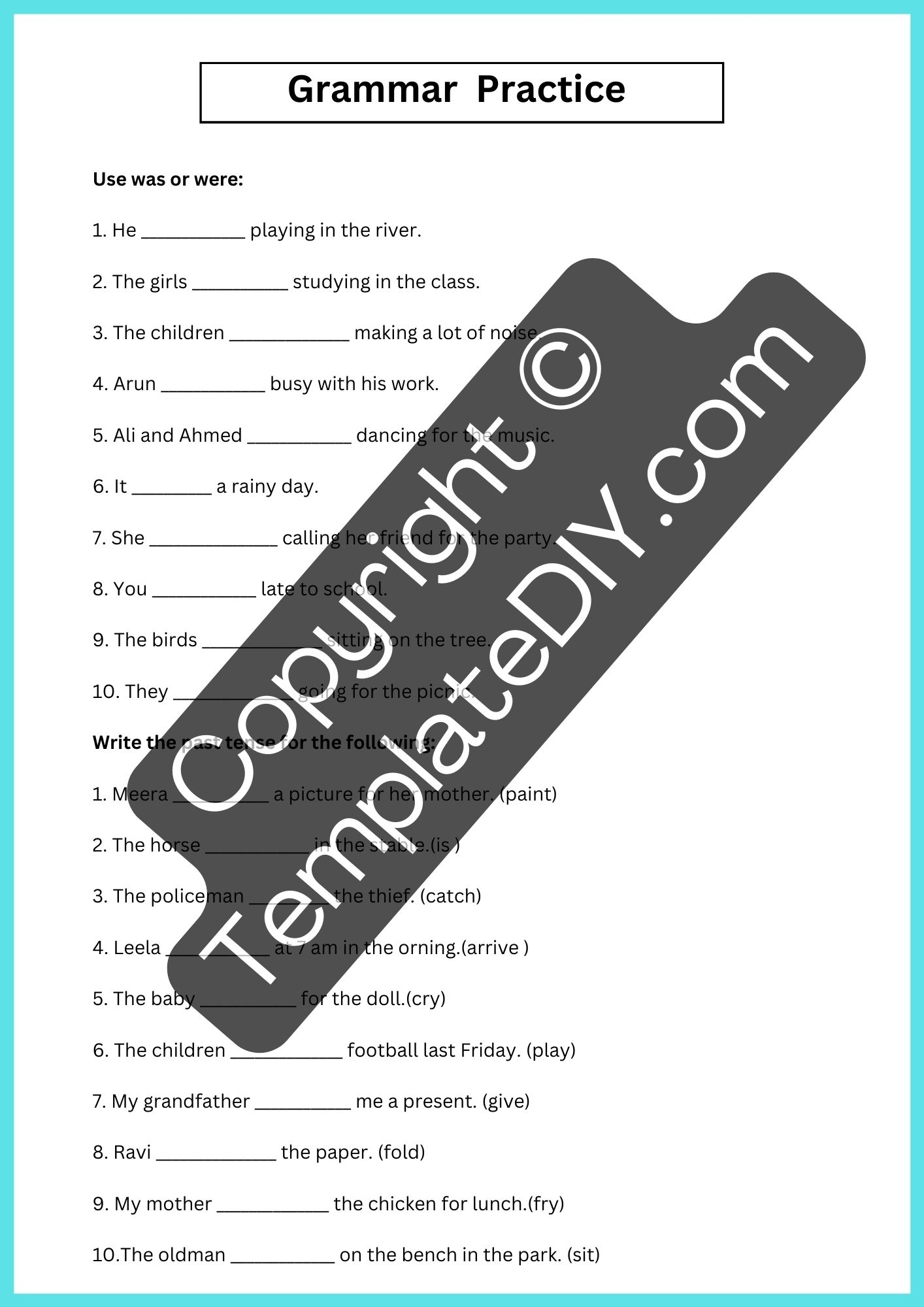 2nd Grade Grammar Worksheets Template Printable PDF Word