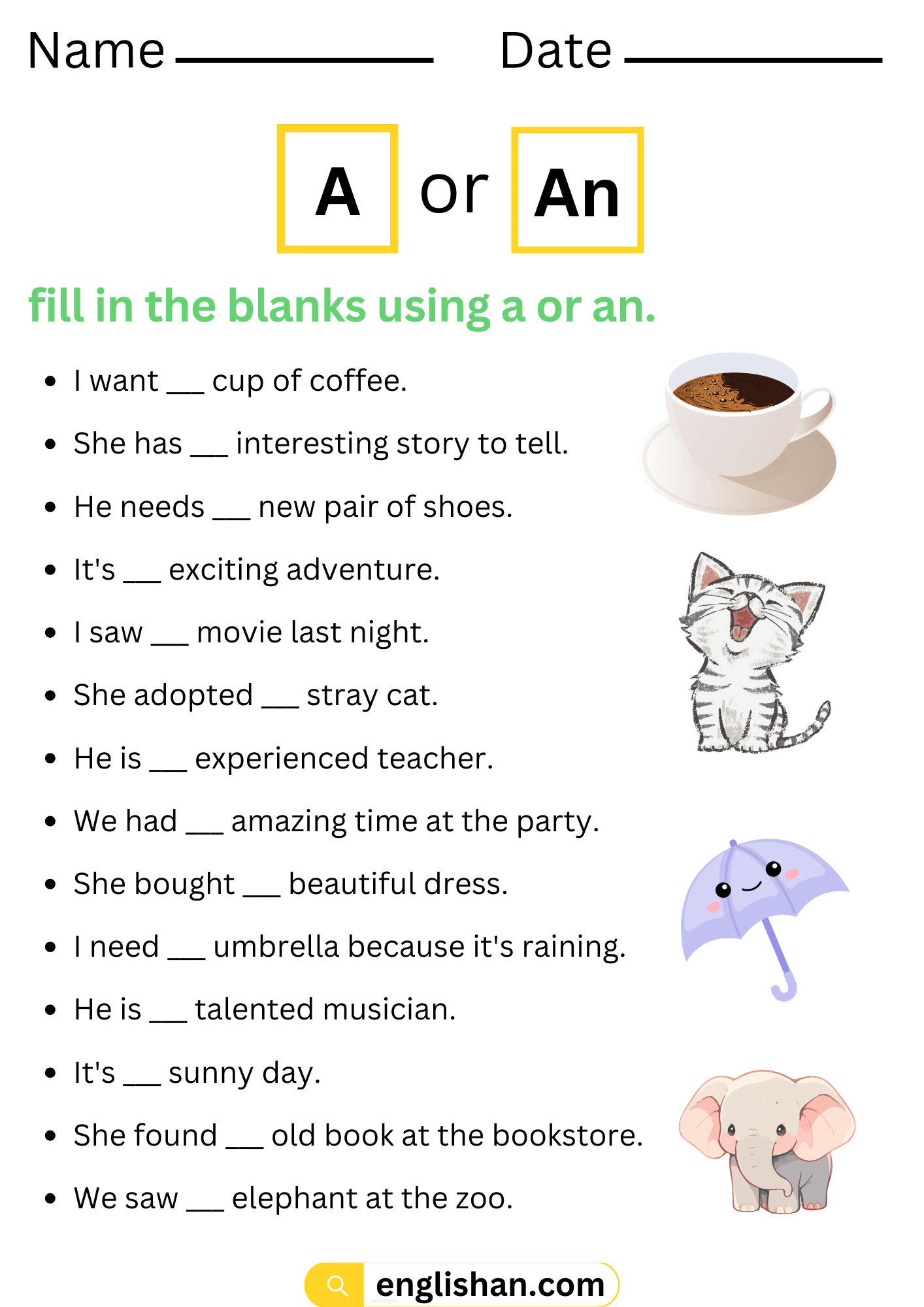 3 A Or An Worksheets With Answers In English Englishan 3 A Or An Worksheets With Answers In English Englishan