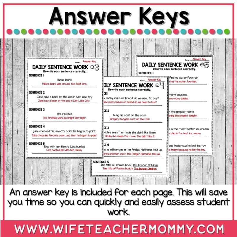 36 Weeks Of Daily Fix It Sentences 5th Grade BEST 