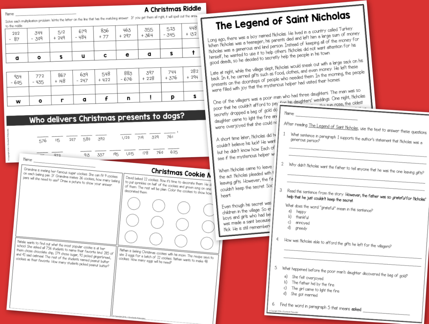 3rd Grade CHRISTMAS Math Reading Worksheets Made By Teachers 3rd Grade CHRISTMAS Math Reading Worksheets Made By Teachers