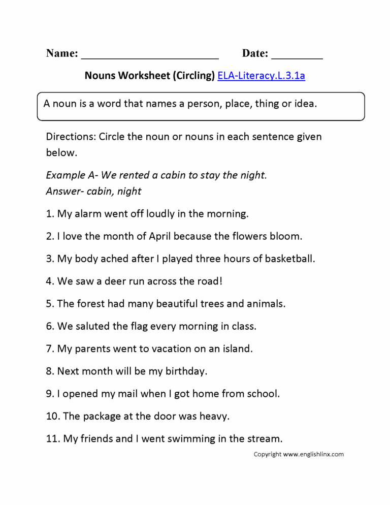 3rd Grade Common Core Language Worksheets