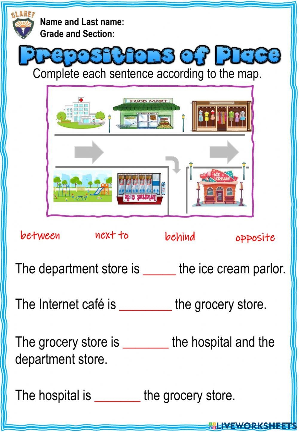 3rd Grade Grammar Worksheets Prepositions