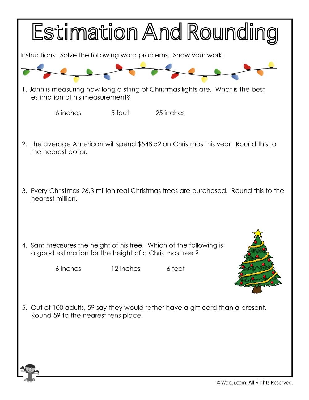 3rd Grade Mid Year Review Math Worksheets For Christmas Woo Jr Kids Activities Children s Publishing