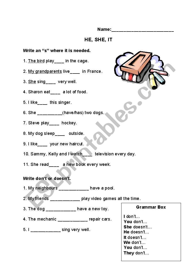 3rd Person Grammar Worksheets