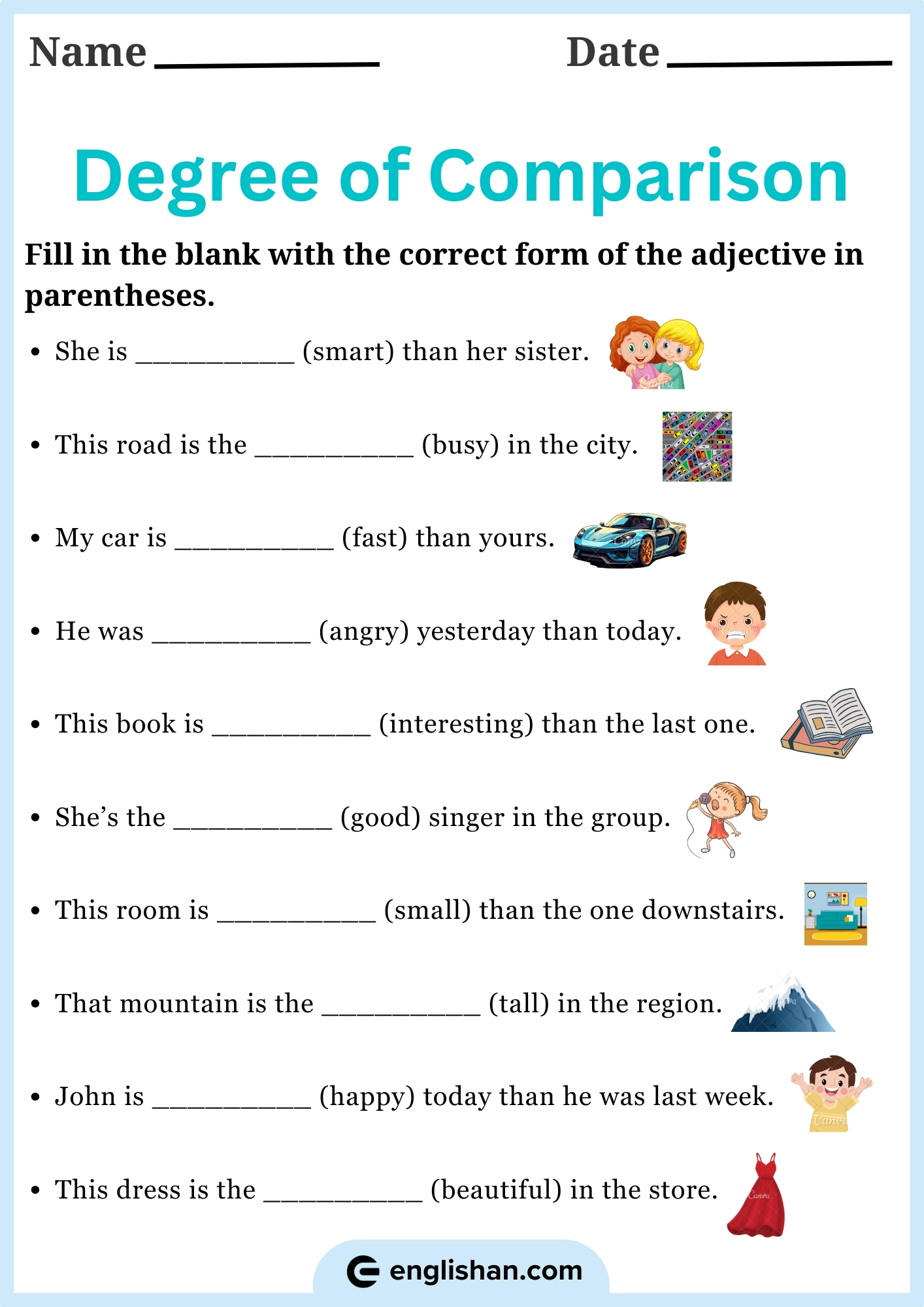 4 Degree Of Comparison Worksheets With Answers 4 Degree Of Comparison Worksheets With Answers