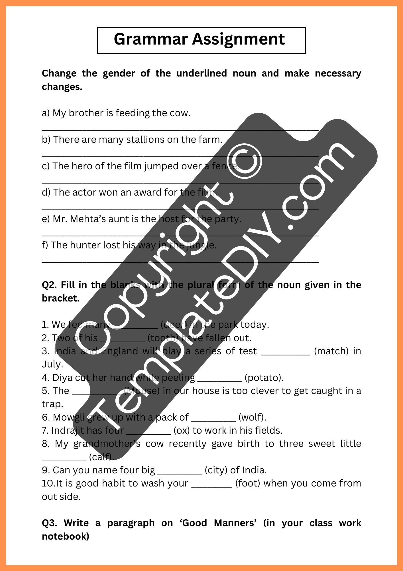 4th Grade Grammar Worksheets Template Printable PDF Word