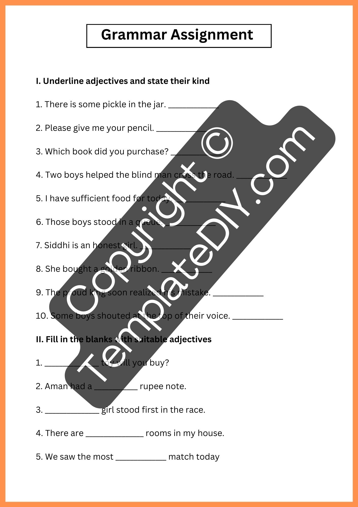 4th Grade Grammar Worksheets Template Printable PDF Word