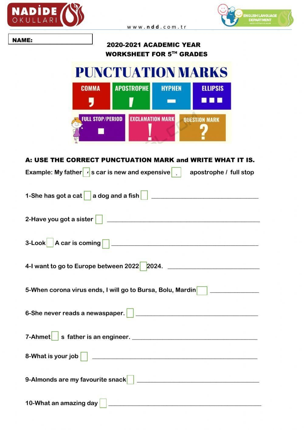 5th Grades Punc Free Interactive Worksheets 562667