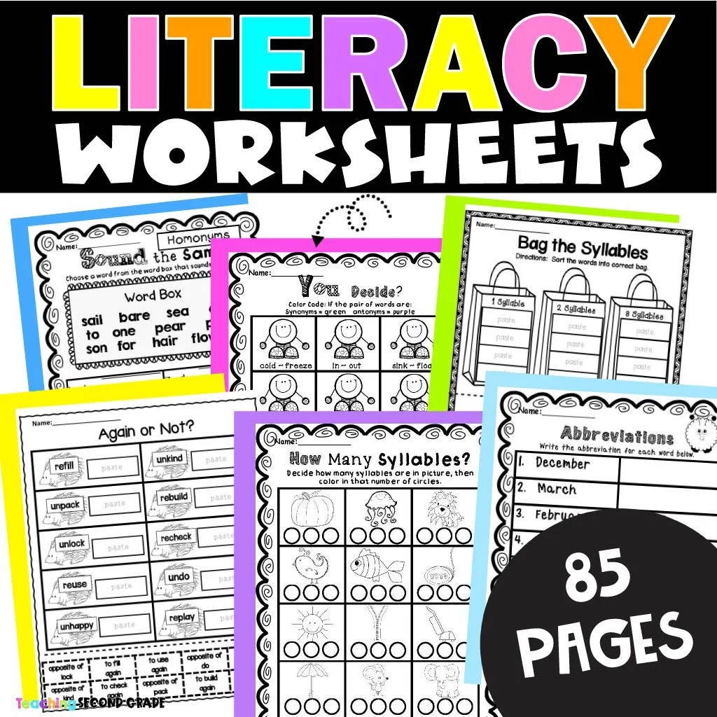 75 page Literacy Grammar Practice Worksheet Bundle For 1st 2nd 3rd Grade Summer Learning Literacy Centers Activities Homeschool Reading Etsy