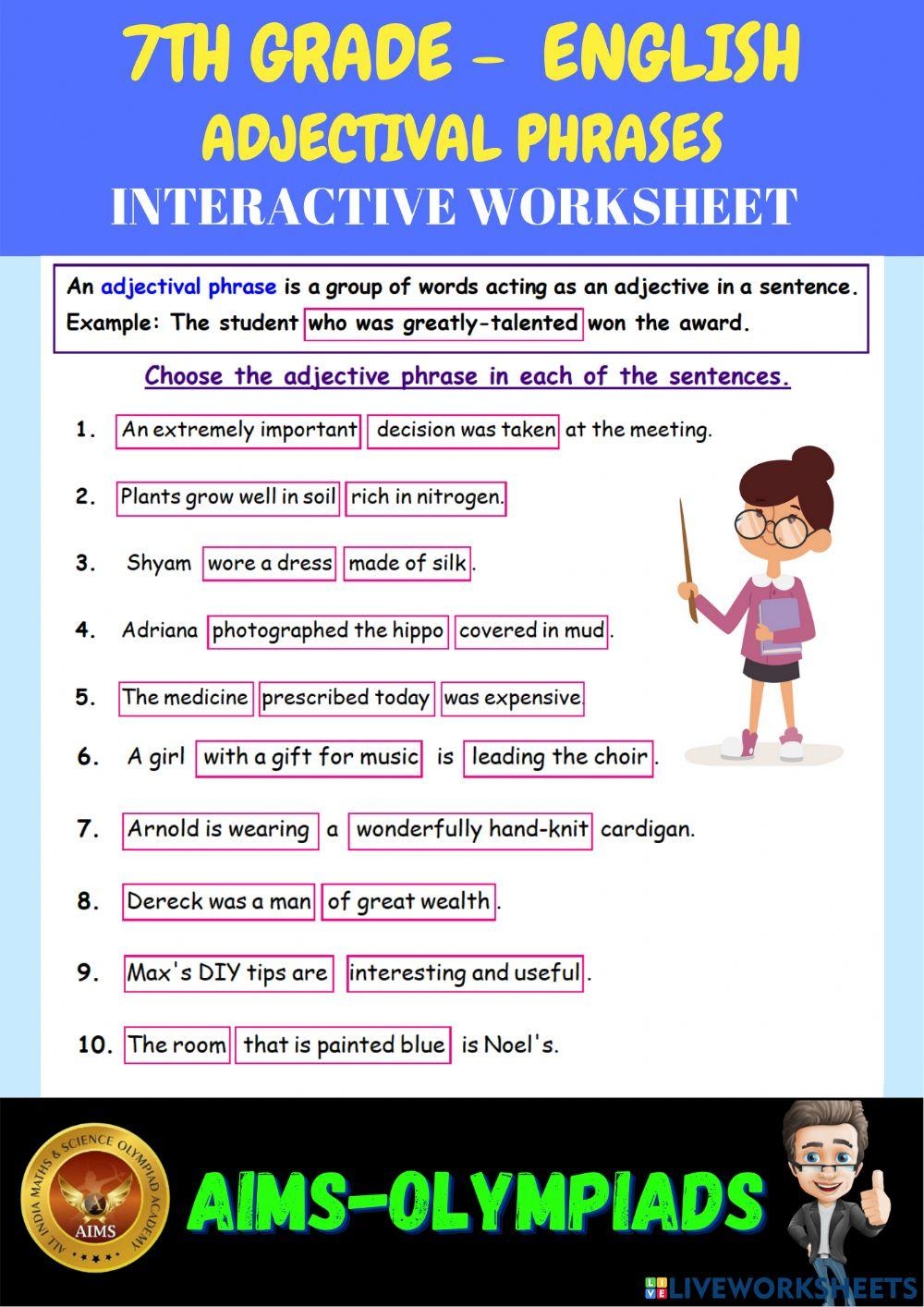 6th Grade 7th Grade Grammar Worksheets