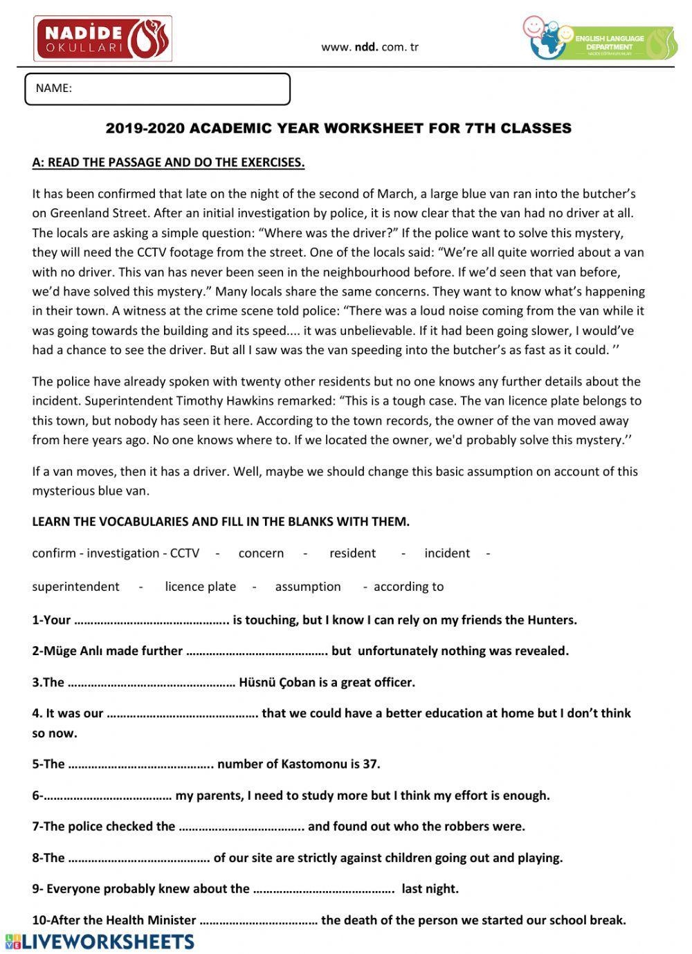 7th Grade GRAMM Free Interactive Worksheets 78675