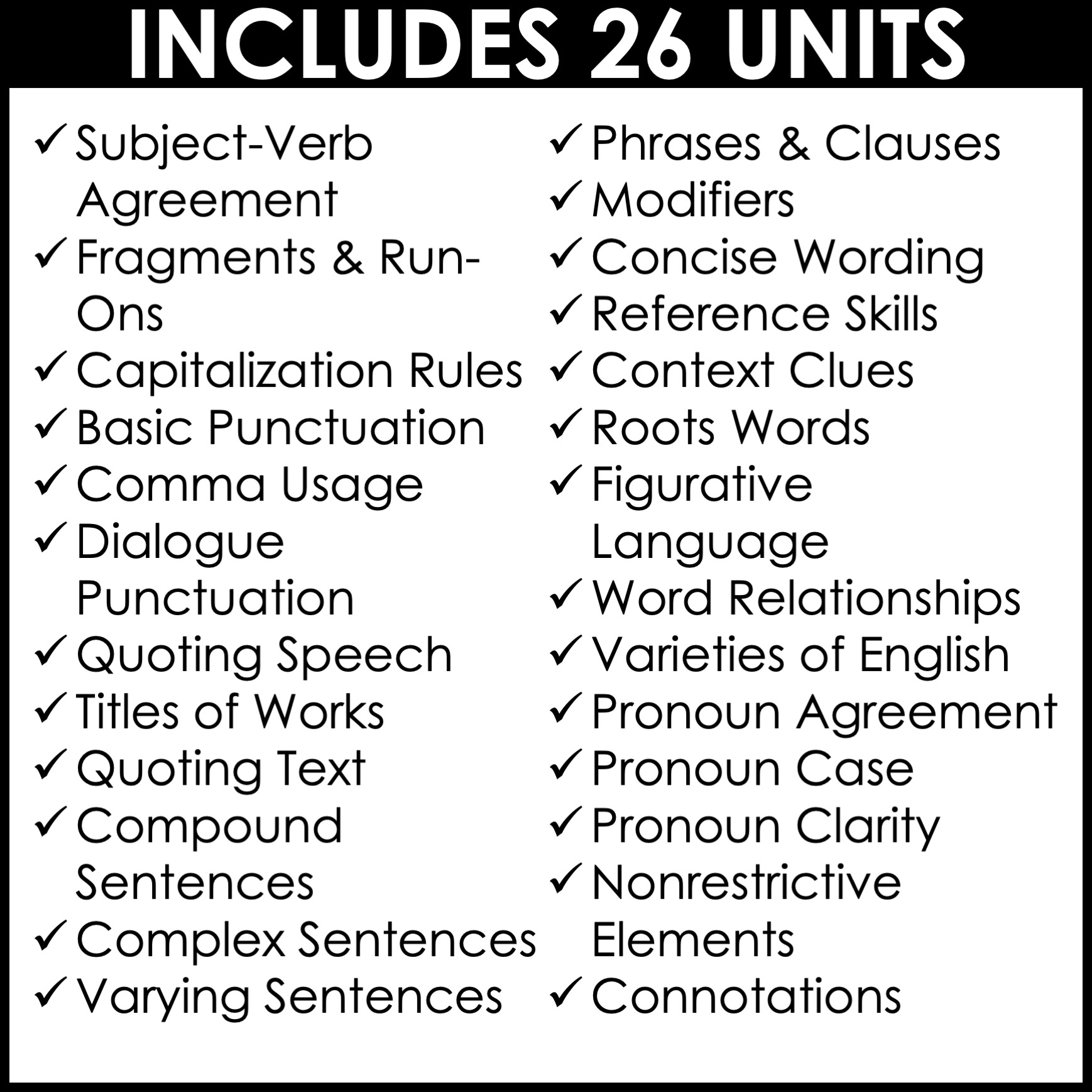 7th Grade Grammar For The Year Lesson Plans Practice Worksheets For 1 Unit