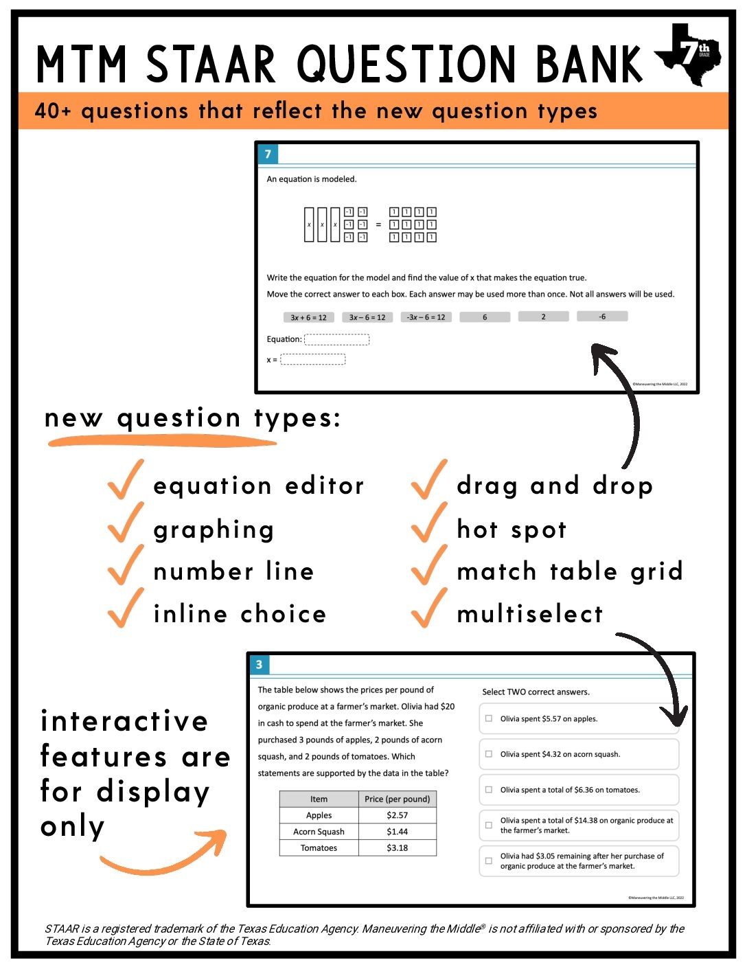 7th Grade Math STAAR Review Question Bank Maneuvering The Middle
