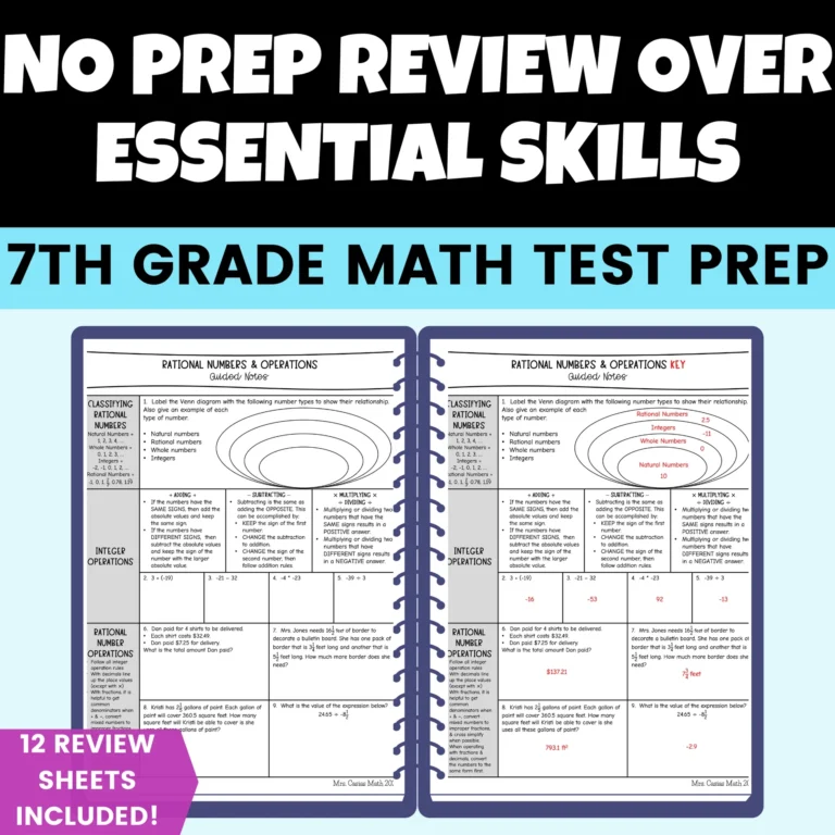 7th Grade Math STAAR Test Review Sheets Casias Math
